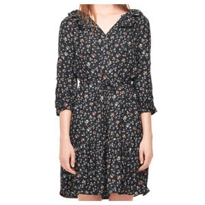 Rebecca Taylor Vine-Print Long-Sleeve Silk Shirtdress Size 8